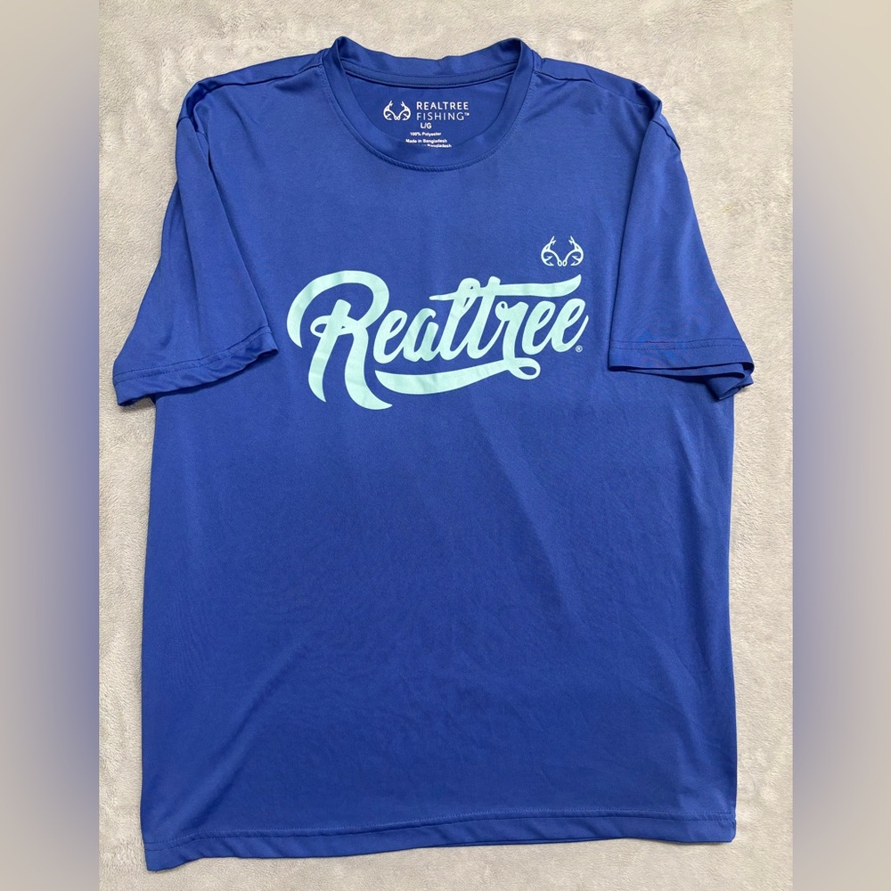 Realtree Fishing Men's Large Blue Short Sleeve Tee